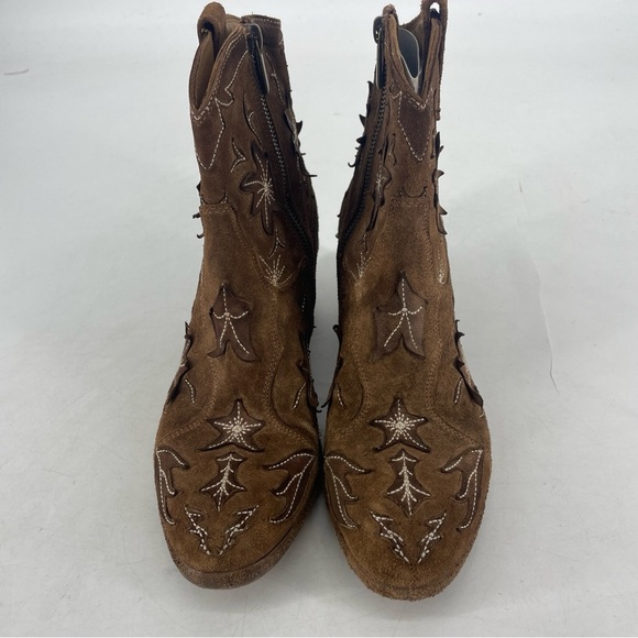 Sundance Floral Embroidered Booties Tan 39=8.5M Hippie BOHO Cowgirl - Picture 3 of 7
